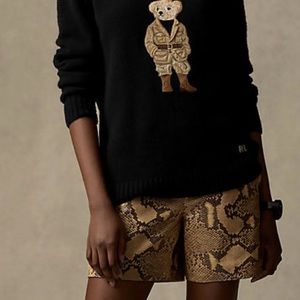 NWT $2190 Ralph Lauren Collection Python-Print Leather Shorts Made In Italy